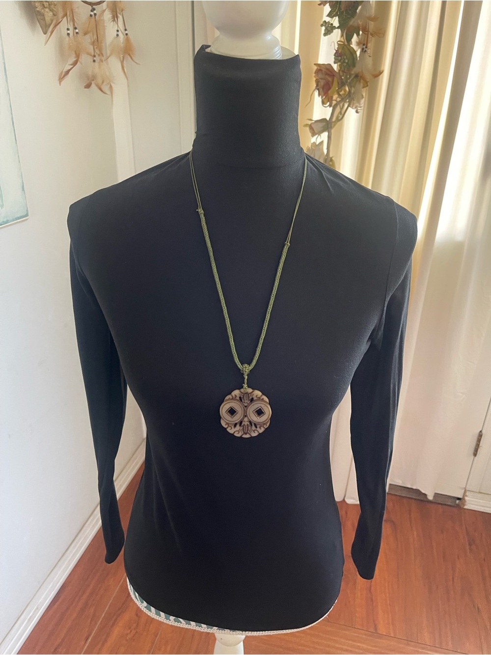 Vintage Handcrafted jade stone Chinese Symbolism chain